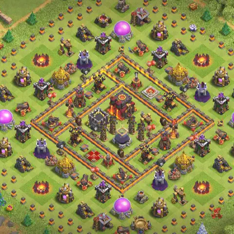 TH10 farming base layout with copy link for Clash of Clans resource protection, layout #189