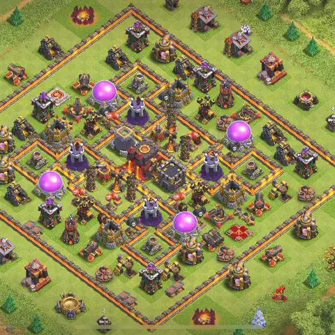 TH10 farming base layout with copy link for Clash of Clans resource protection, layout #190