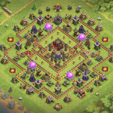 TH10 farming base layout with copy link for Clash of Clans resource protection, layout #197