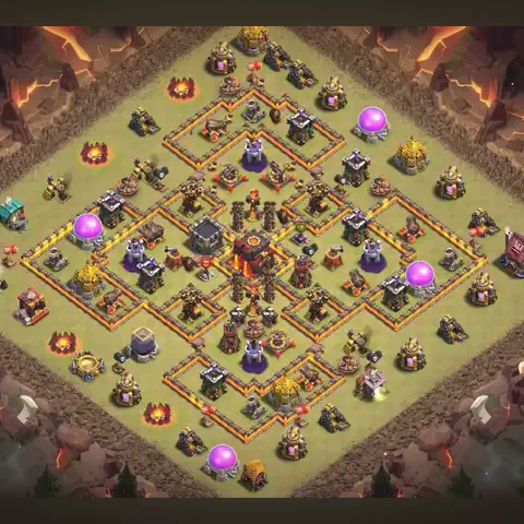 TH10 farming base layout with copy link for Clash of Clans resource protection, layout #198