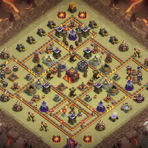 TH10 war anti 3 star base layout with copy link for Clash of Clans defense, layout #047