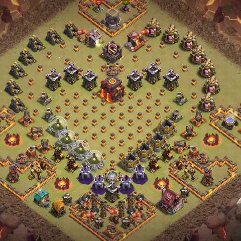 TH10 war anti 3 star base layout with copy link for Clash of Clans defense, layout #050