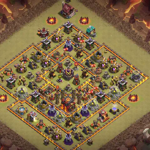 TH10 war anti 3 star base layout with copy link for Clash of Clans defense, layout #053
