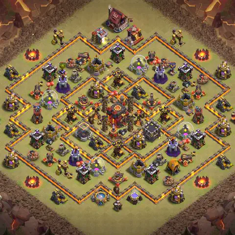 TH10 war anti 3 star base layout with copy link for Clash of Clans defense, layout #065
