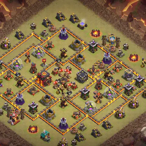 TH10 war anti 3 star base layout with copy link for Clash of Clans defense, layout #074