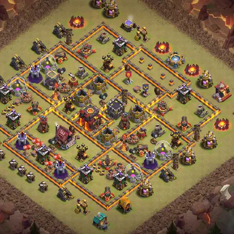 TH10 war anti 3 star base layout with copy link for Clash of Clans defense, layout #077