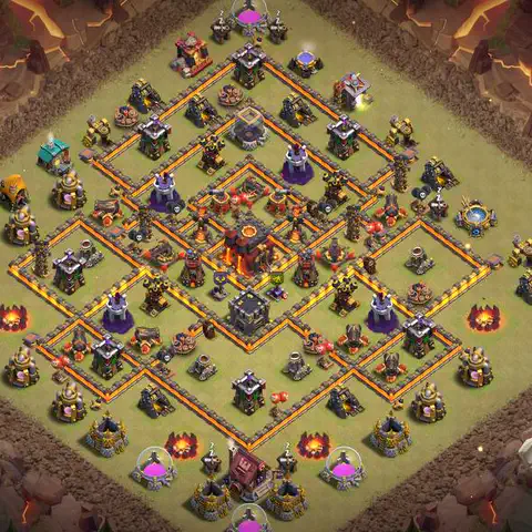 TH10 war anti 3 star base layout with copy link for Clash of Clans defense, layout #080