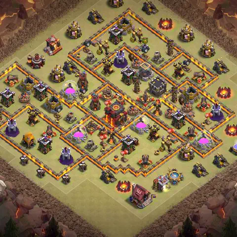 TH10 war anti 3 star base layout with copy link for Clash of Clans defense, layout #083