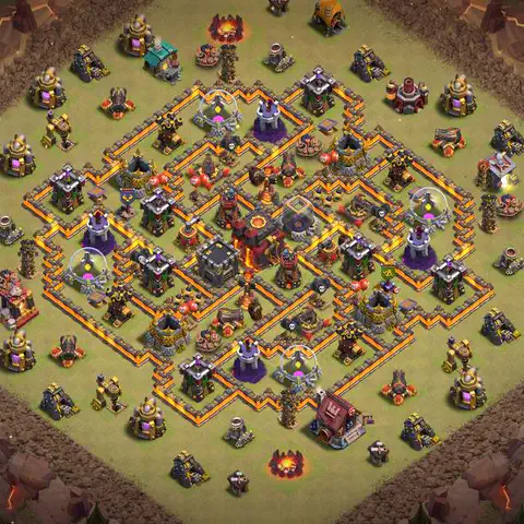 TH10 war anti 3 star base layout with copy link for Clash of Clans defense, layout #086