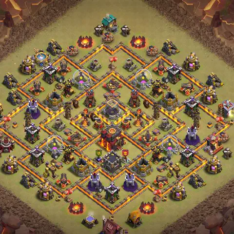 TH10 war anti 3 star base layout with copy link for Clash of Clans defense, layout #089
