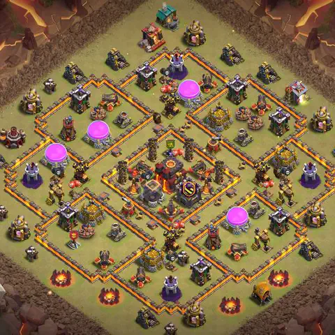 TH10 war anti 3 star base layout with copy link for Clash of Clans defense, layout #098