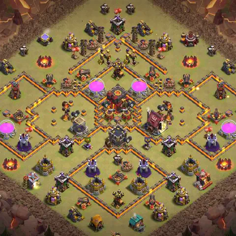 TH10 war anti 3 star base layout with copy link for Clash of Clans defense, layout #101