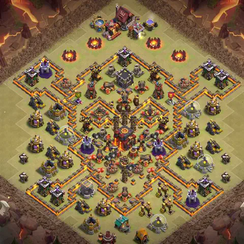 TH10 war cwl base layout with copy link for Clash of Clans defense, layout #049