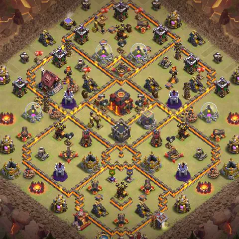 TH10 war cwl base layout with copy link for Clash of Clans defense, layout #073