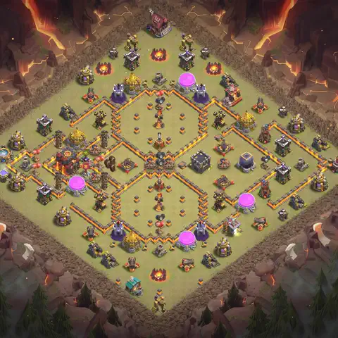 TH10 anti blimp cwl war base layout #118