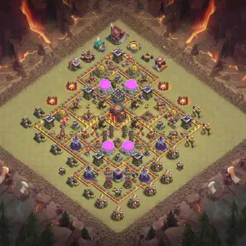 TH10 anti blimp cwl war base layout #121