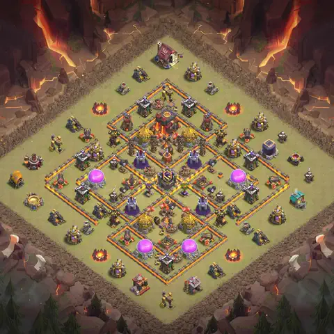 TH10 anti blimp cwl war base layout #136