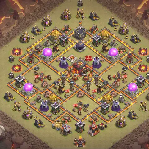 TH10 anti lavaloon cwl war base layout #166