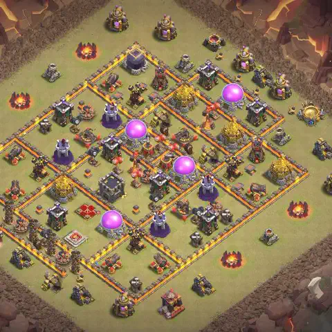 TH10 anti blimp cwl war base layout #169