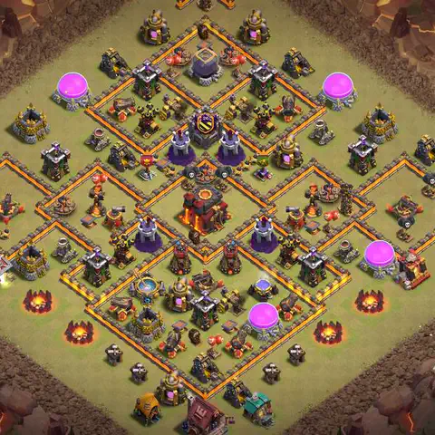 TH10 war defense base layout with copy link for Clash of Clans defense, layout #003