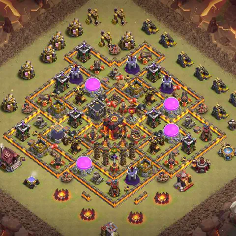 TH10 war defense base layout with copy link for Clash of Clans defense, layout #006
