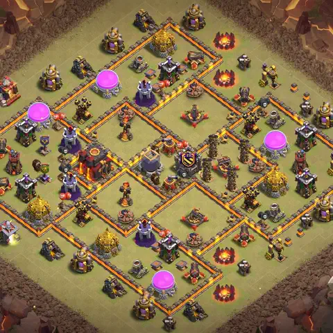 TH10 war defense base layout with copy link for Clash of Clans defense, layout #012