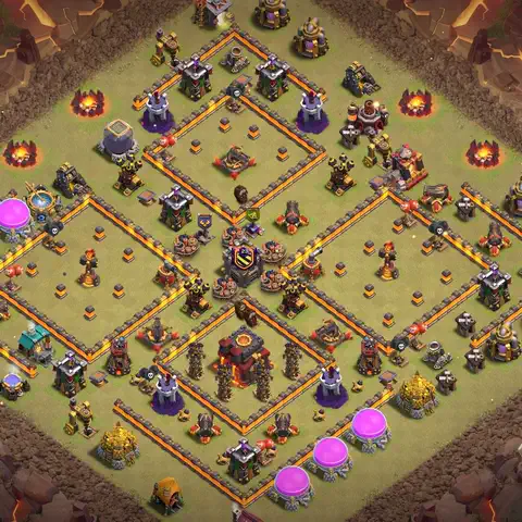 TH10 war defense base layout with copy link for Clash of Clans defense, layout #015