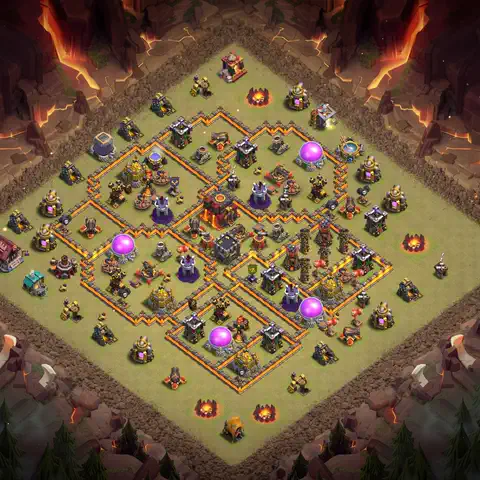 TH10 war defense base layout with copy link for Clash of Clans defense, layout #024
