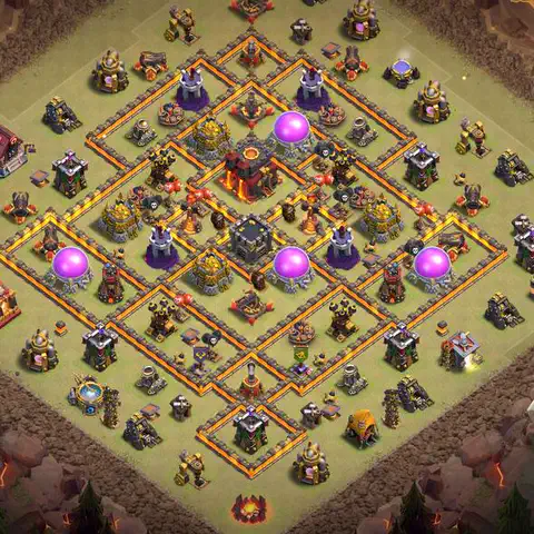 TH10 war defense base layout with copy link for Clash of Clans defense, layout #030