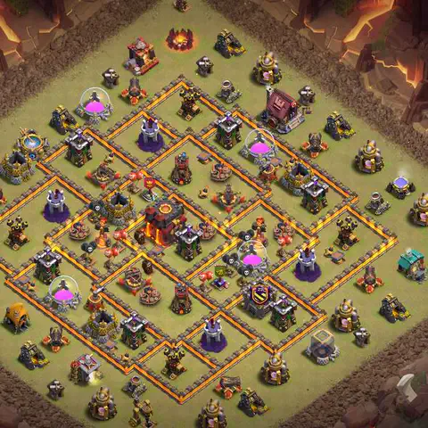 TH10 war defense base layout with copy link for Clash of Clans defense, layout #033