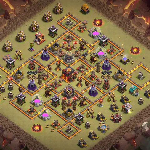 TH10 war defense base layout with copy link for Clash of Clans defense, layout #036