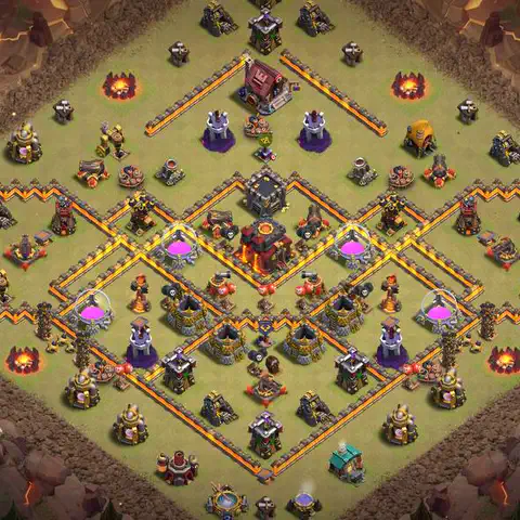 TH10 war defense base layout with copy link for Clash of Clans defense, layout #078