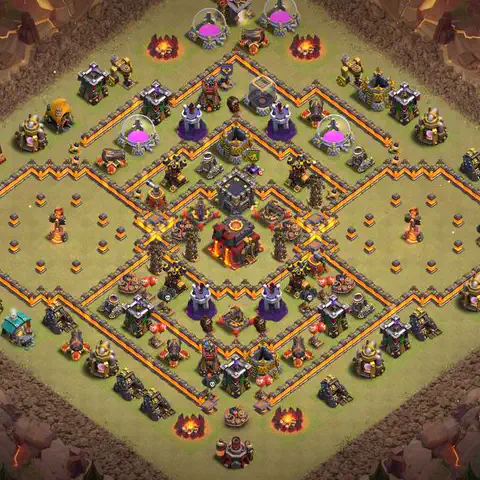 TH10 war defense base layout with copy link for Clash of Clans defense, layout #081