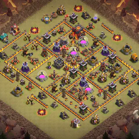 TH10 war defense base layout with copy link for Clash of Clans defense, layout #084