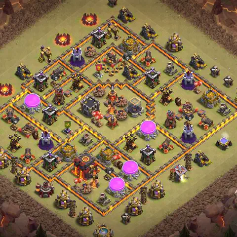 TH10 war defense base layout with copy link for Clash of Clans defense, layout #093