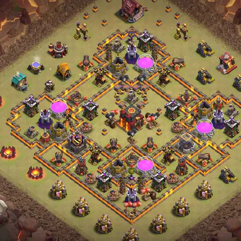 TH10 war defense base layout with copy link for Clash of Clans defense, layout #102
