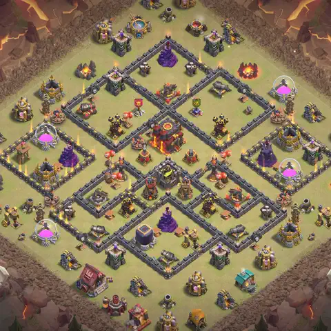 TH10 anti air war defense base layout #108