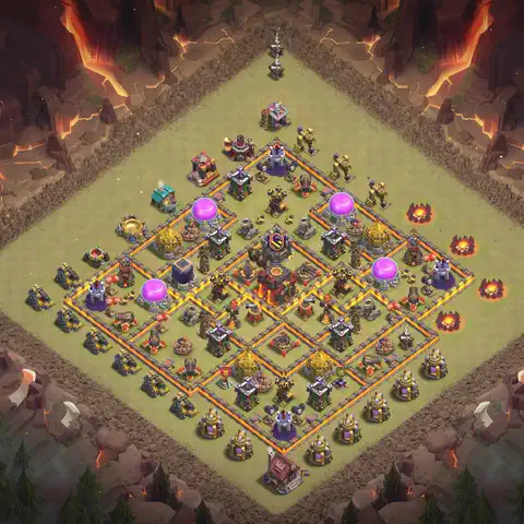 TH10 anti air war defense base layout #126