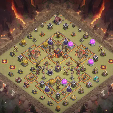TH10 anti dragon war defense base layout #129