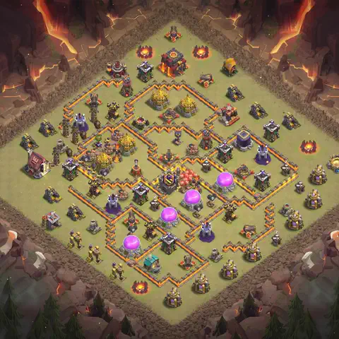 TH10 anti dragon war defense base layout #132