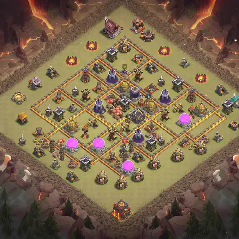 TH10 anti air war defense base layout #144