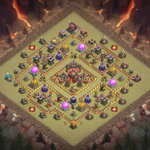 TH10 anti air war defense base layout #153