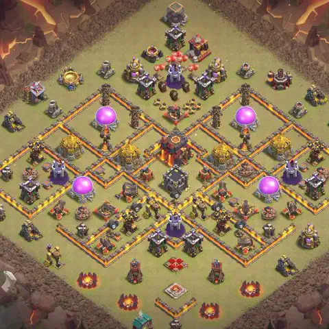 TH10 anti air war defense base layout #162