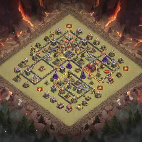 TH10 anti air war defense base layout #180