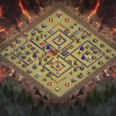 TH10 anti dragon war defense base layout #183