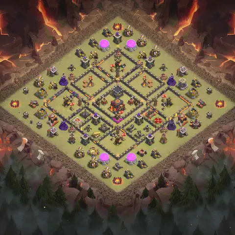TH10 anti lavaloon war defense base layout #186