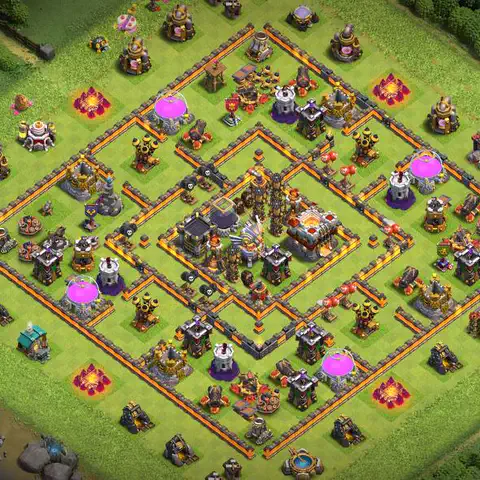 TH11 farming base layout with copy link for Clash of Clans resource protection, layout #001
