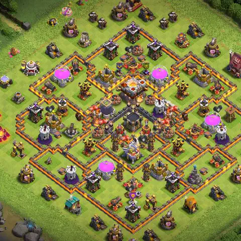 TH11 farming base layout with copy link for Clash of Clans resource protection, layout #003