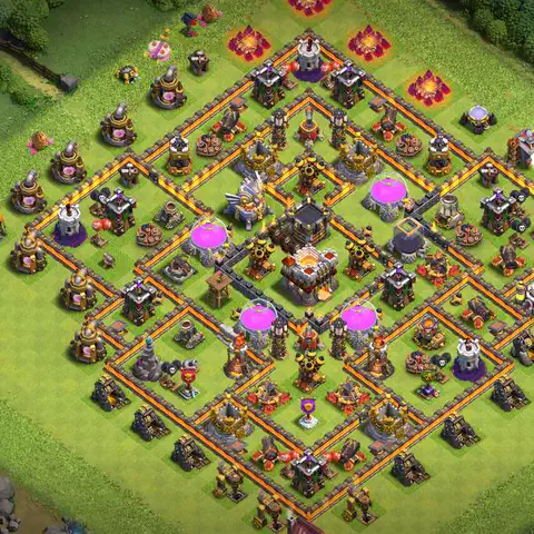 TH11 farming base layout with copy link for Clash of Clans resource protection, layout #004