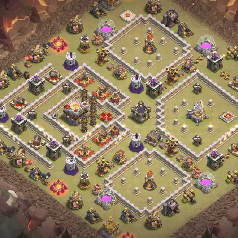 TH11 anti air anti 3-star war base layout #056